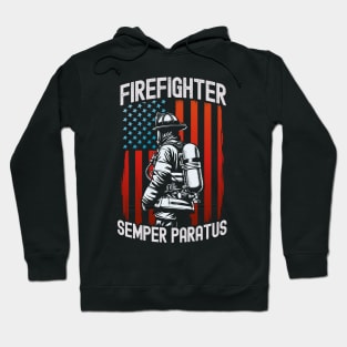 Firefighter American Flag Hero Semper Paratus Patriotic Prid Hoodie